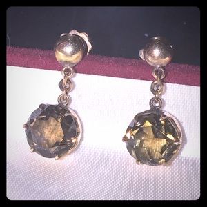 Vintage Smoky Quartz Post Dangle Earrings